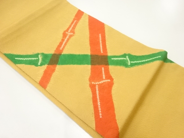 JAPANESE HIRAKI NAGOYA OBI / SHIBORI / BAMBOO